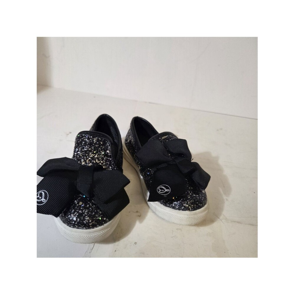 JoJo Siwa Glitter Bow Slip-On Sneakers Black Size 6 For Girls.